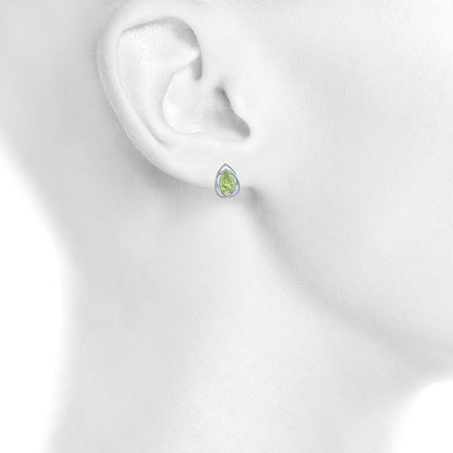 4 Ct Peridot Pear Teardrop Design Stud Earrings .925 Sterling Silver