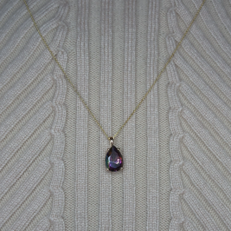 14Kt Gold Mystic Topaz Teardrop Pendant