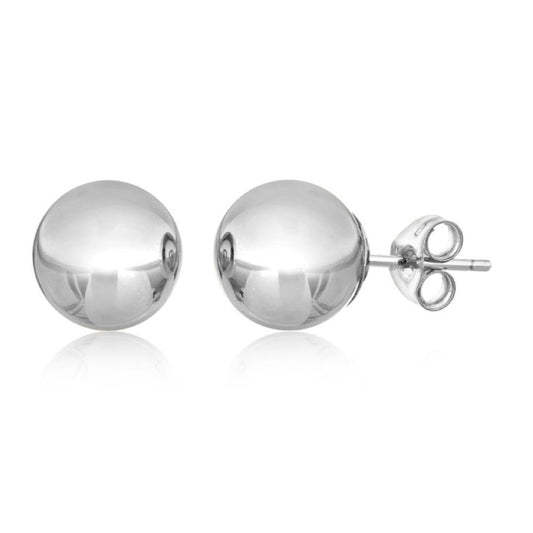 14Kt White Gold 8mm Ball Stud Earrings