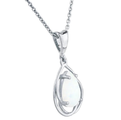 14Kt Gold Natural Opal Teardrop Necklace Pendant