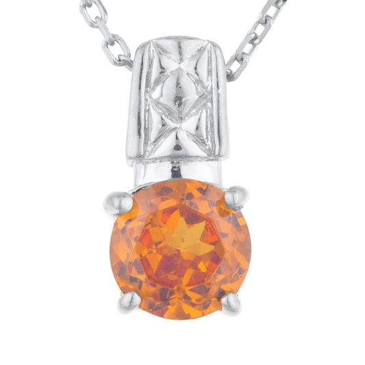 1 Ct Orange Citrine Round Design Pendant .925 Sterling Silver