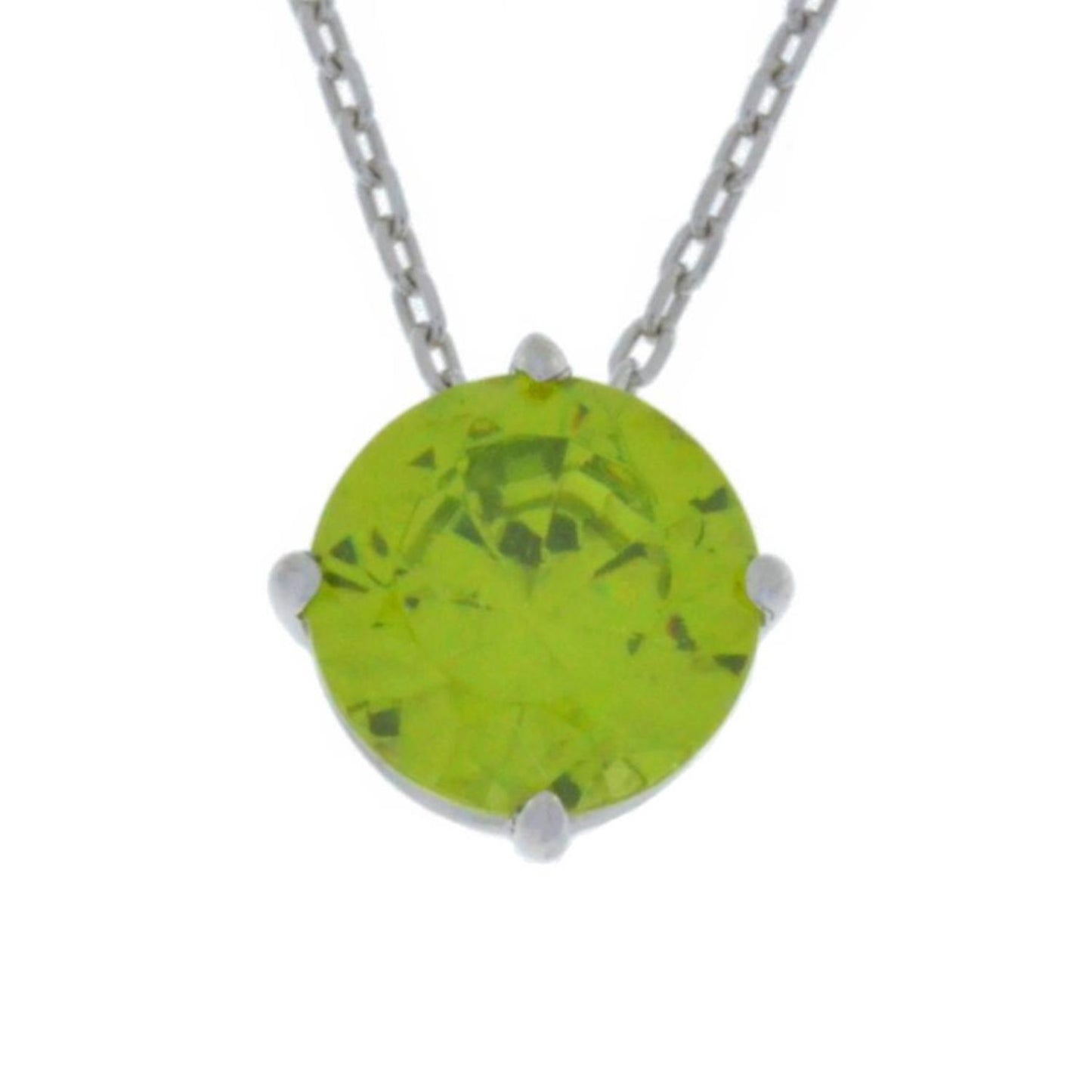 14Kt Gold Peridot Round Pendant Necklace