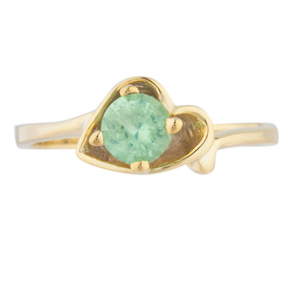 14Kt Gold Green Sapphire Round Heart Ring