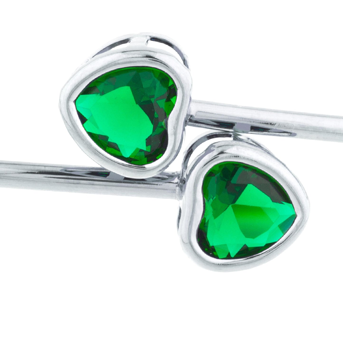 2 Ct Emerald Heart Bezel Bangle Bracelet .925 Sterling Silver