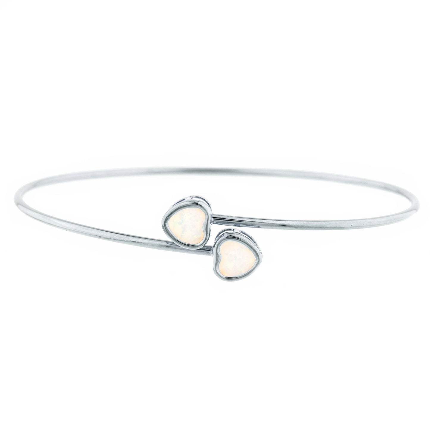 14Kt Gold Opal Heart Bezel Bangle Bracelet