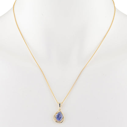 14Kt Yellow Gold Plated Tanzanite Pear Teardrop Design Pendant