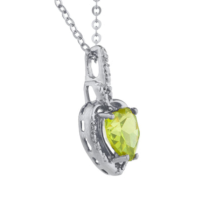 14Kt Gold Peridot Heart Design Pendant Necklace