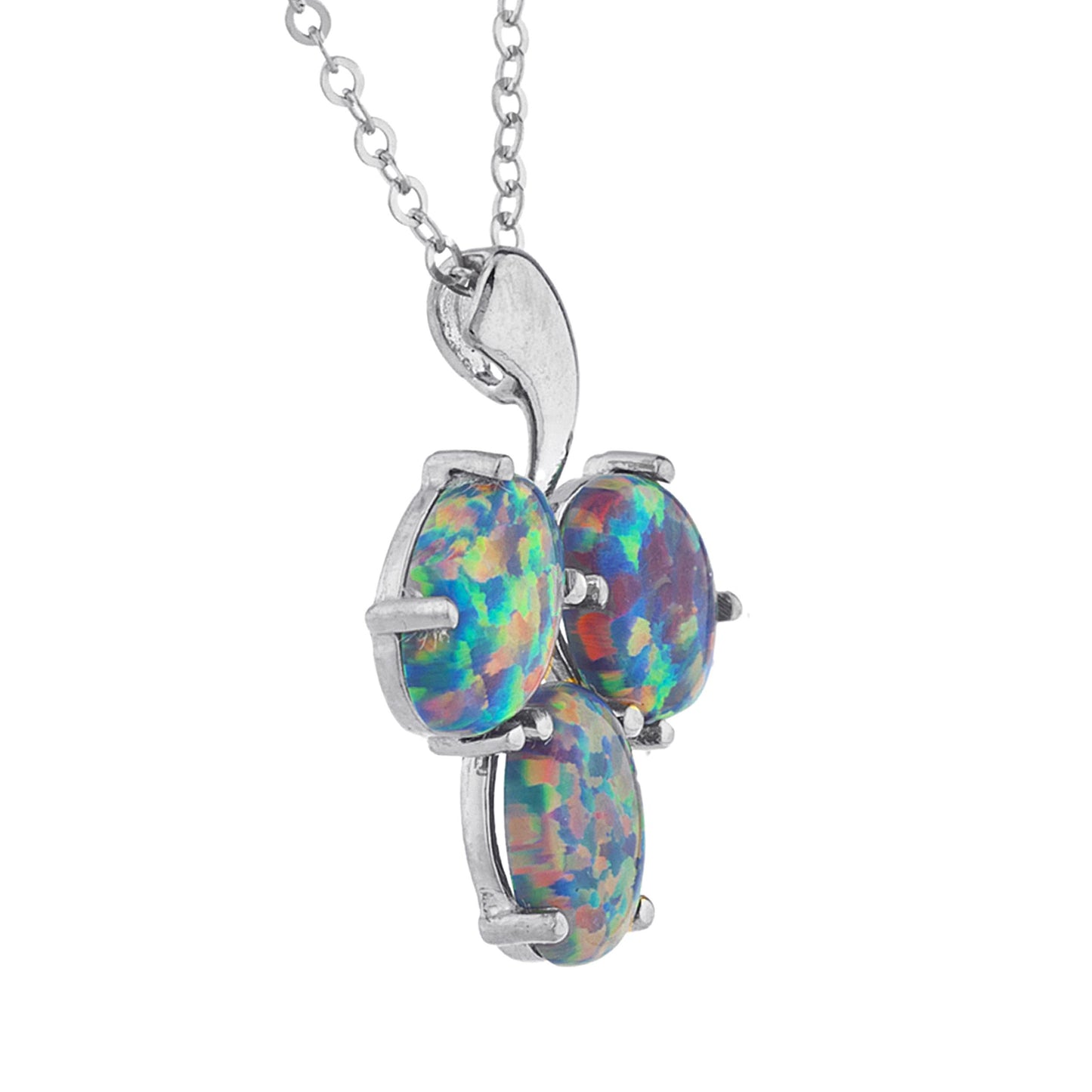 Black Opal Oval Design Pendant .925 Sterling Silver