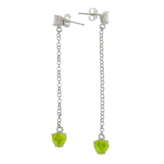 Opal & Peridot Heart Dangle Stud Earrings .925 Sterling Silver