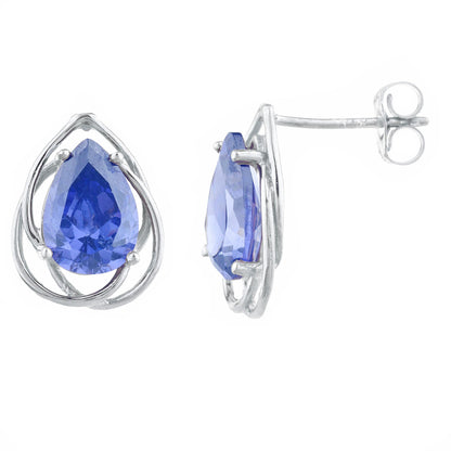 14Kt Gold 4 Ct Tanzanite Pear Teardrop Design Stud Earrings