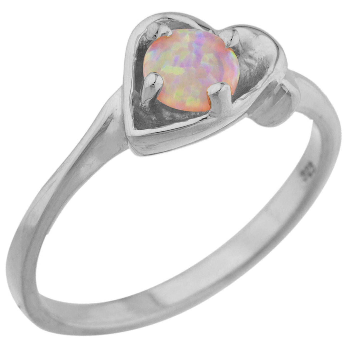 14Kt Gold Pink Opal Round Heart Ring