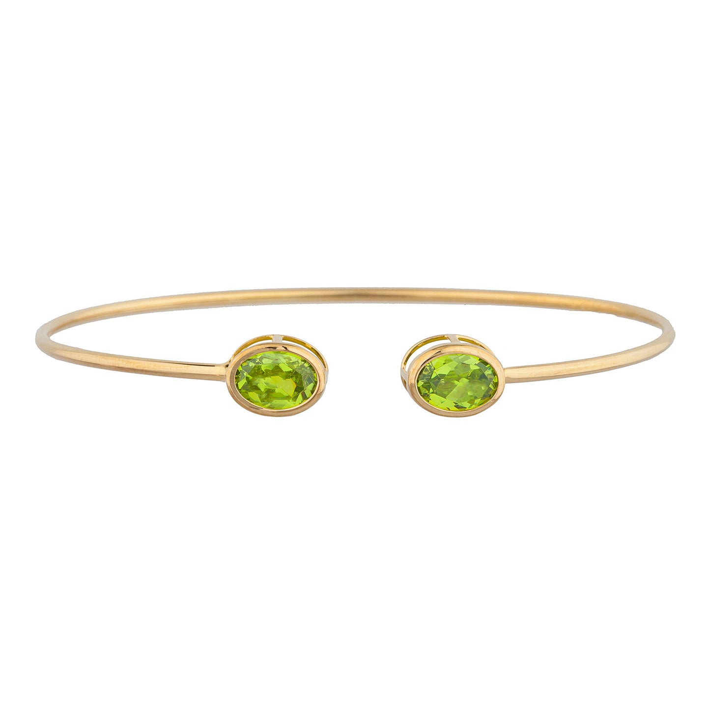 14Kt Gold Peridot Oval Bezel Bangle Bracelet