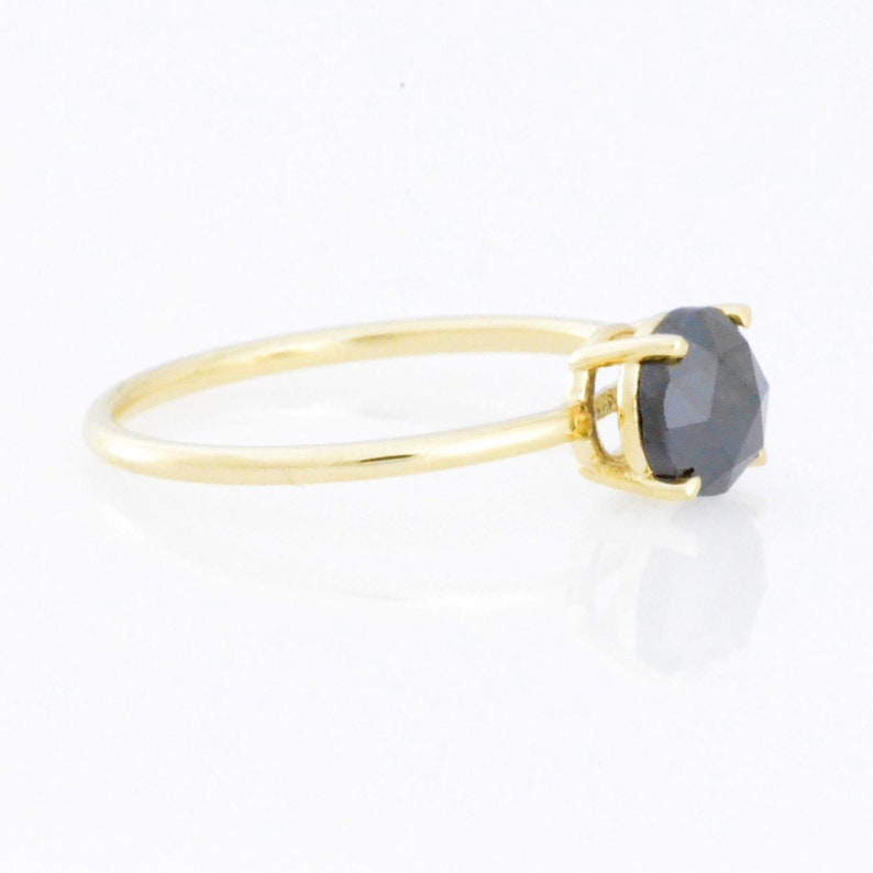 14Kt Gold 0.96 Ct Natural Rose Cut Black Diamond Ring