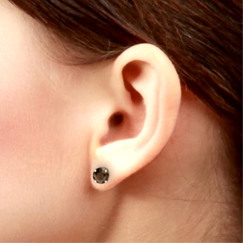 2 Ct Natural Smoky Quartz Round Stud Earrings 14Kt White Gold