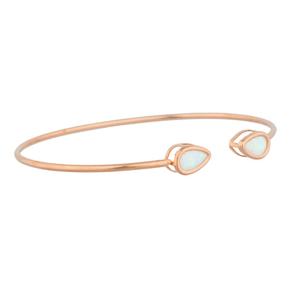 14Kt Gold Opal Pear Bezel Bangle Bracelet