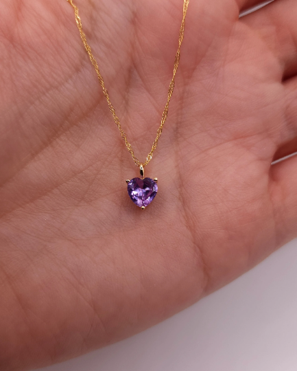 14Kt Gold Pink Sapphire Heart Pendant Necklace