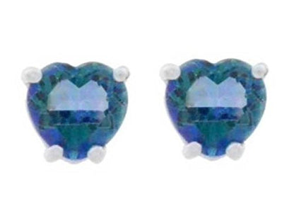 2 Ct Blue Mystic Topaz Heart Stud Earrings 14Kt White Gold