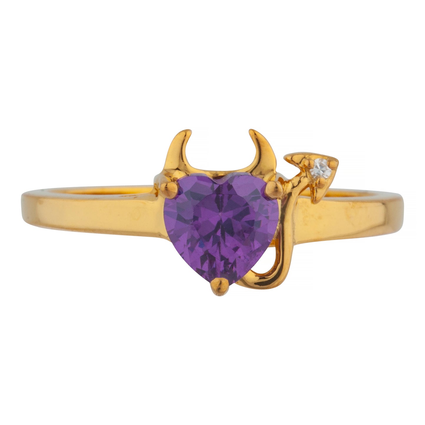 14Kt Gold Amethyst & Diamond Devil Heart Ring