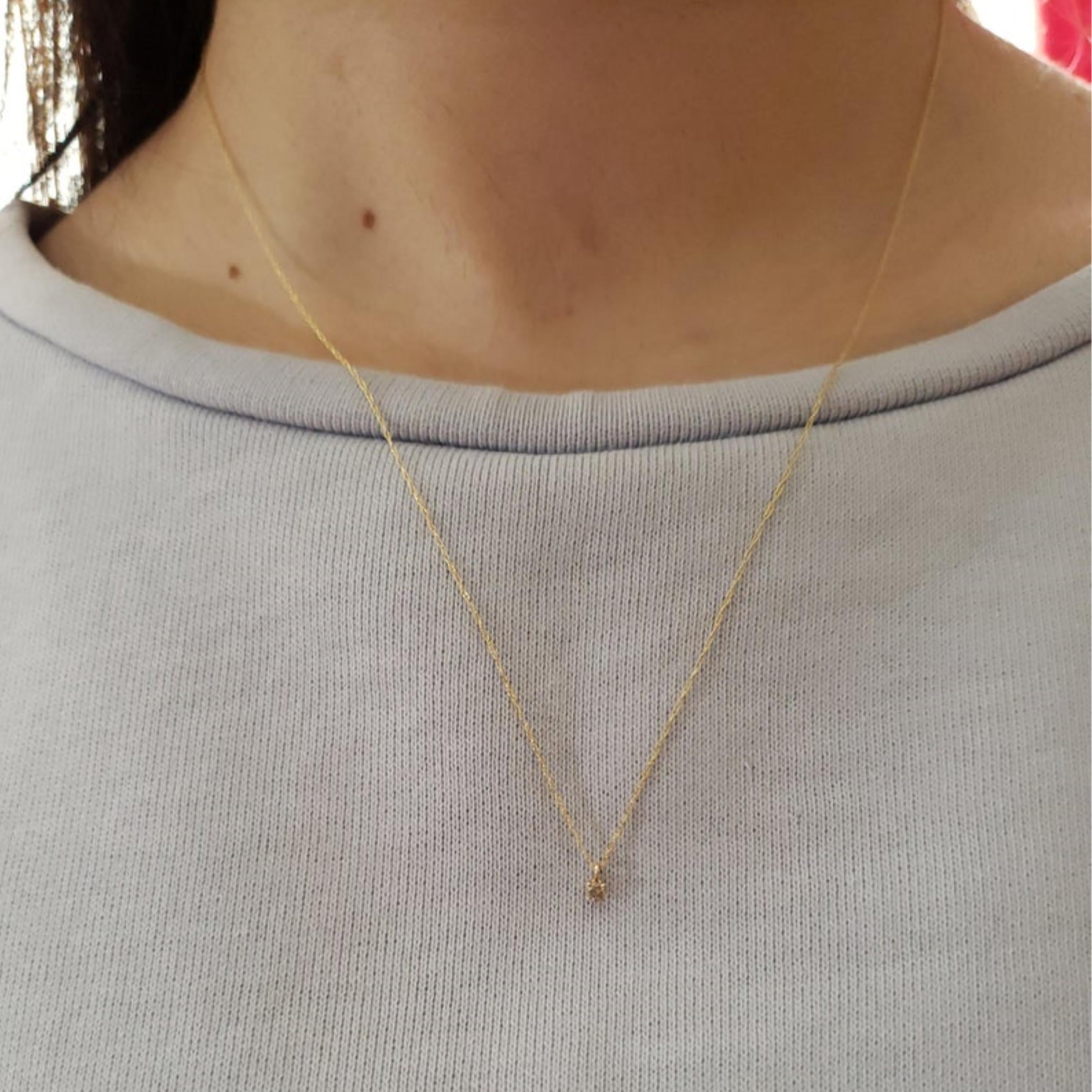 14Kt Gold 0.05 Ct Genuine Natural Diamond Pendant Necklace