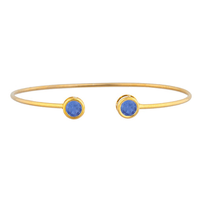 14Kt Yellow Gold Plated Tanzanite Round Bezel Bangle Bracelet