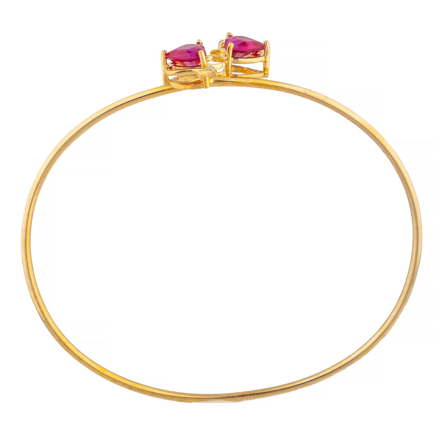 Created Ruby & Diamond Devil Heart Bangle Bracelet 14Kt Yellow Gold Rose Gold Silver