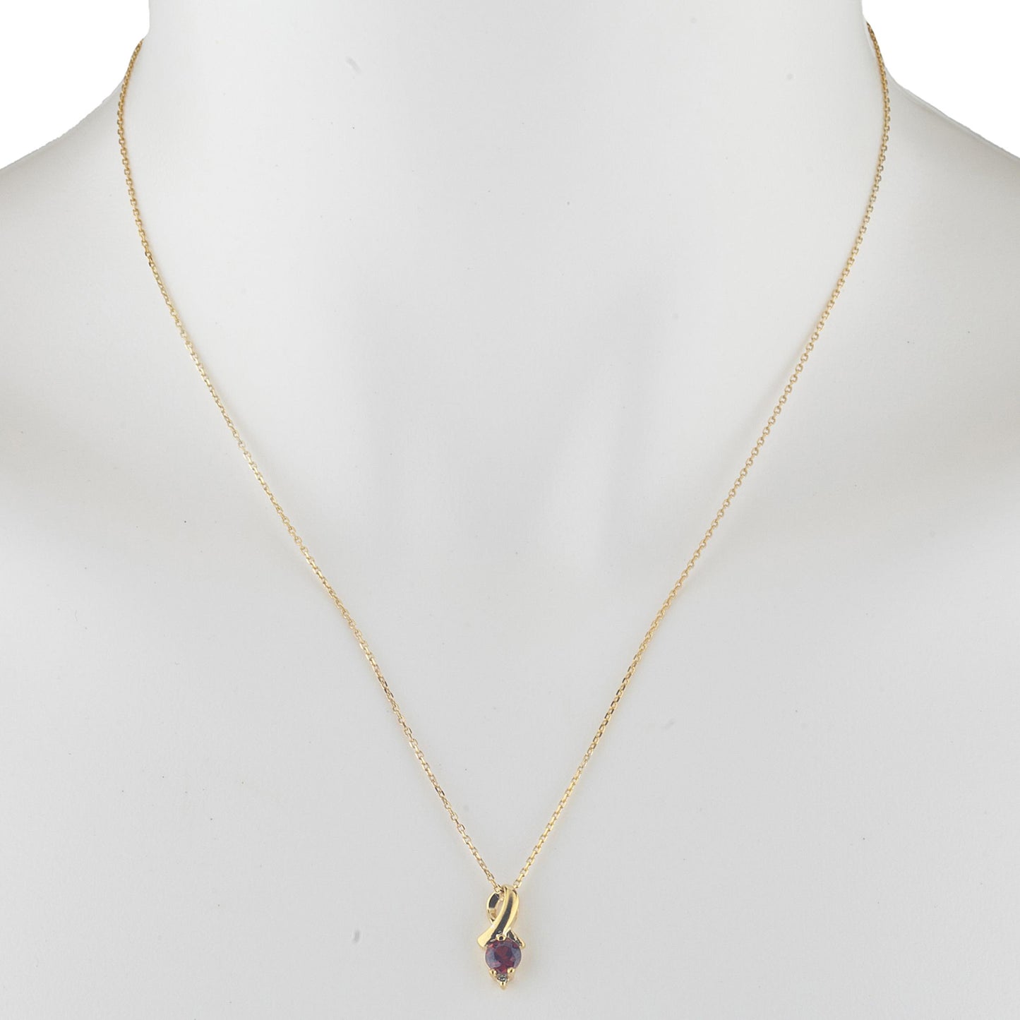 14Kt Yellow Gold Plated Garnet & Diamond Round Design Pendant