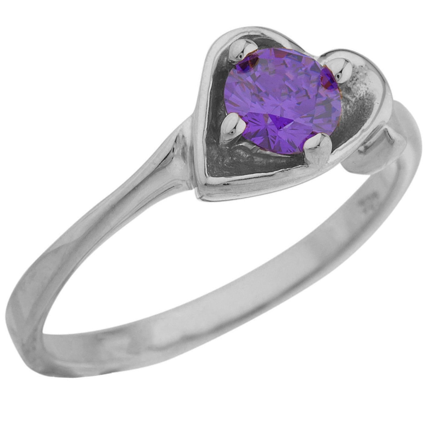 14Kt Gold Amethyst Round Heart Ring