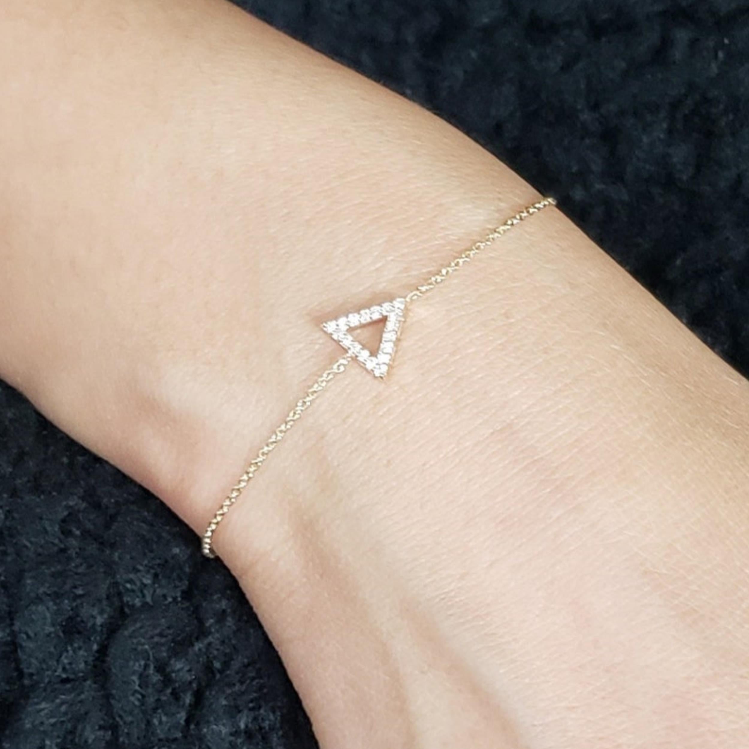 Triangular Gold Bracelets 14Kt Gold Genuine Natural Diamond Open Triangle Bracelet – Elizabeth ...
