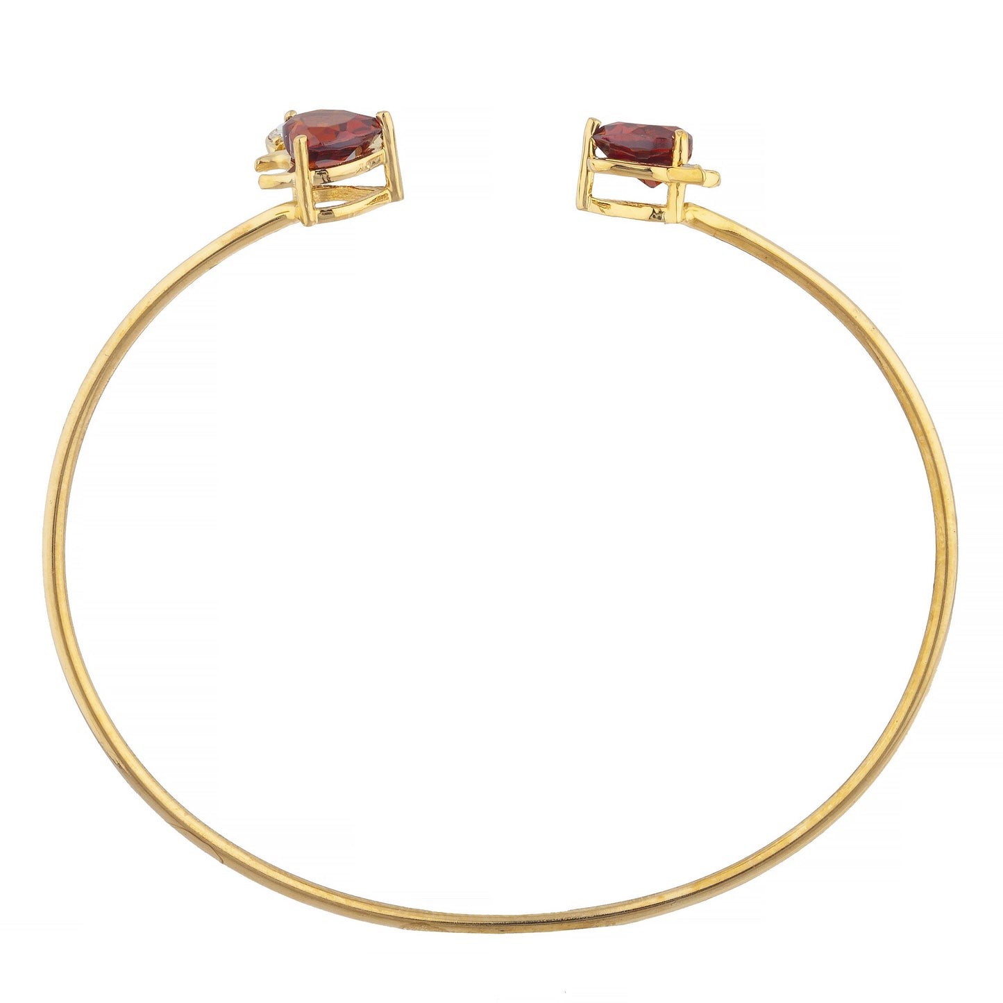 Garnet & Diamond Devil Heart Bangle Bracelet 14Kt Yellow Gold Rose Gold Silver