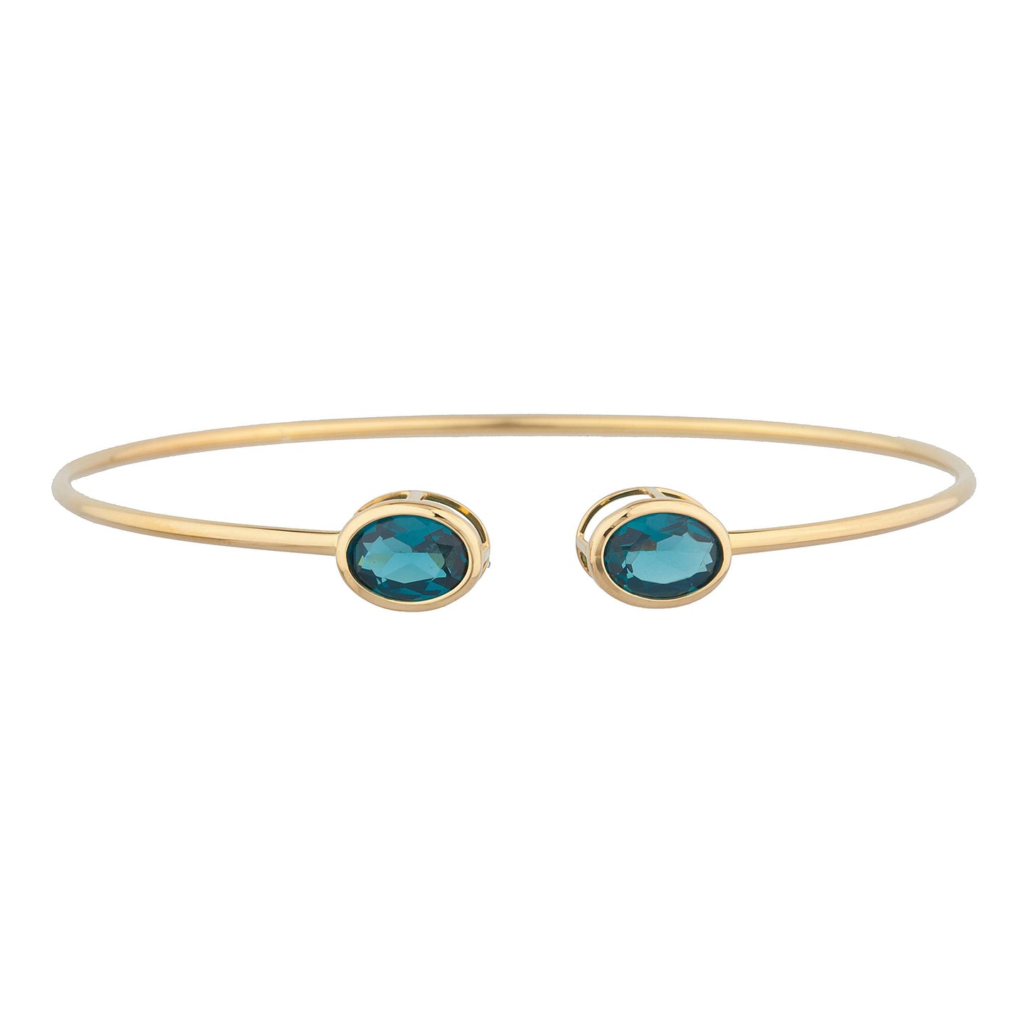 14Kt Gold London Blue Topaz Oval Bezel Bangle Bracelet