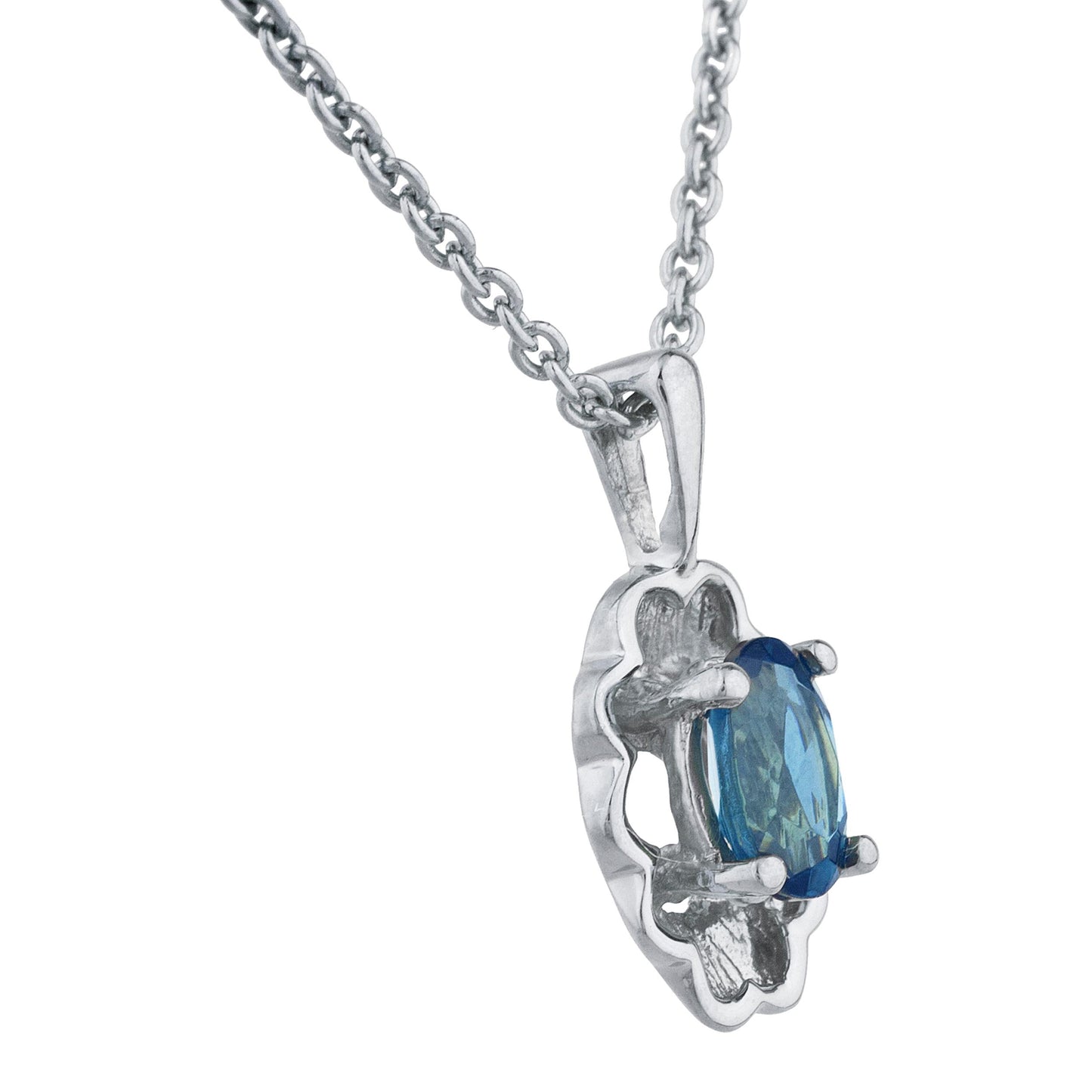 0.50 Ct London Blue Topaz Oval Design Pendant .925 Sterling Silver