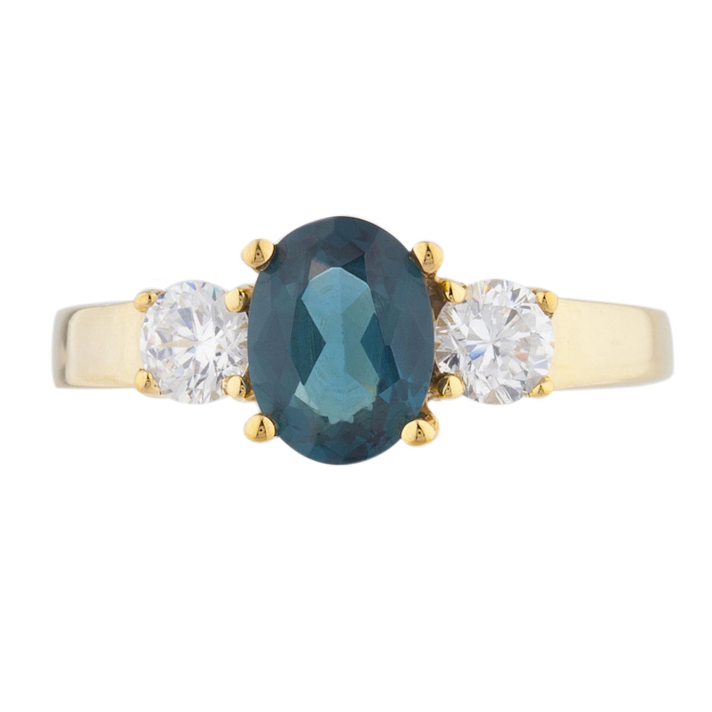 14Kt Gold 2 Ct London Blue Topaz & Zirconia Oval Ring