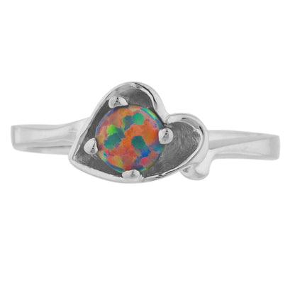 14Kt Gold Black Opal Round Heart Ring