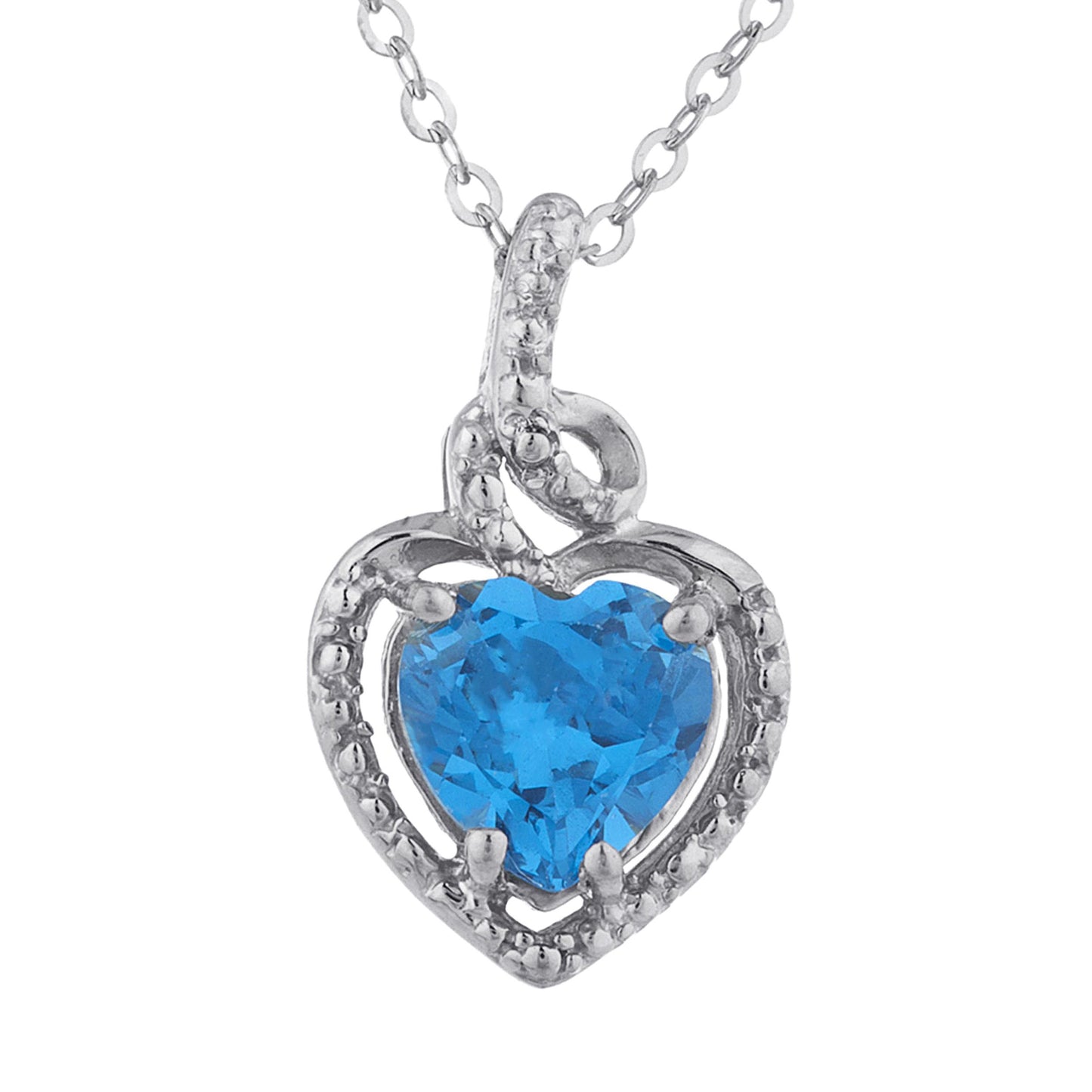 1.5 Ct London Blue Topaz Heart Design Pendant .925 Sterling Silver