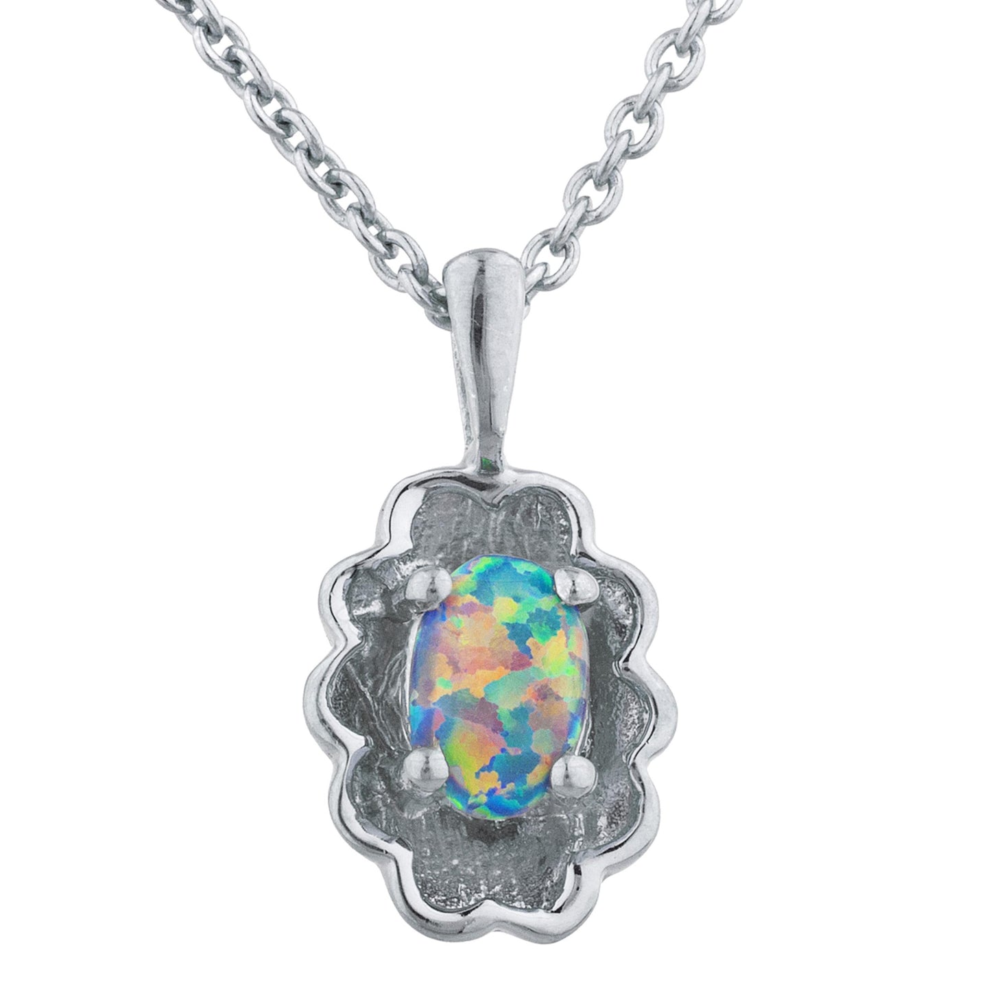 Black Opal Oval Design Pendant .925 Sterling Silver