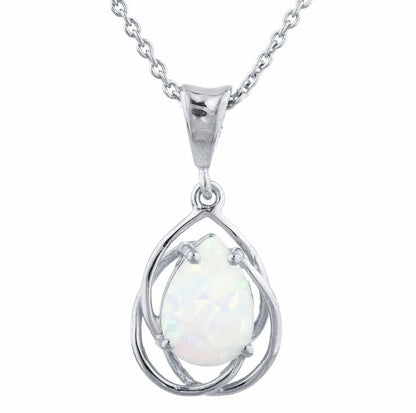 14Kt Gold Natural Opal Teardrop Necklace Pendant