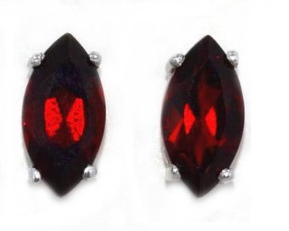 3 Carat Garnet Marquise Stud Earrings .925 Sterling Silver