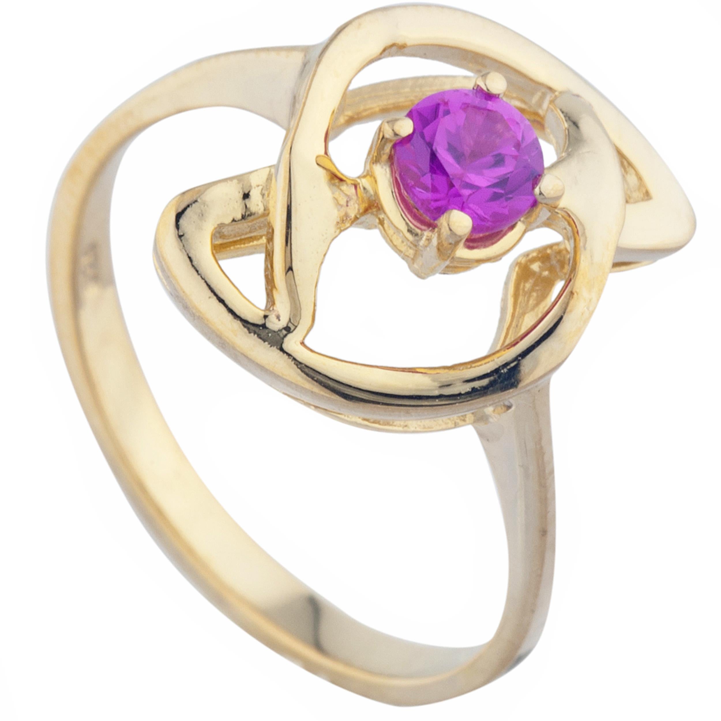 14Kt Gold Pink Sapphire Infinity Design Ring