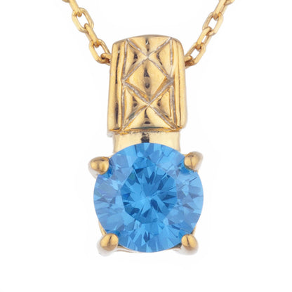 14Kt Yellow Gold Plated Swiss Blue Topaz Round Design Pendant