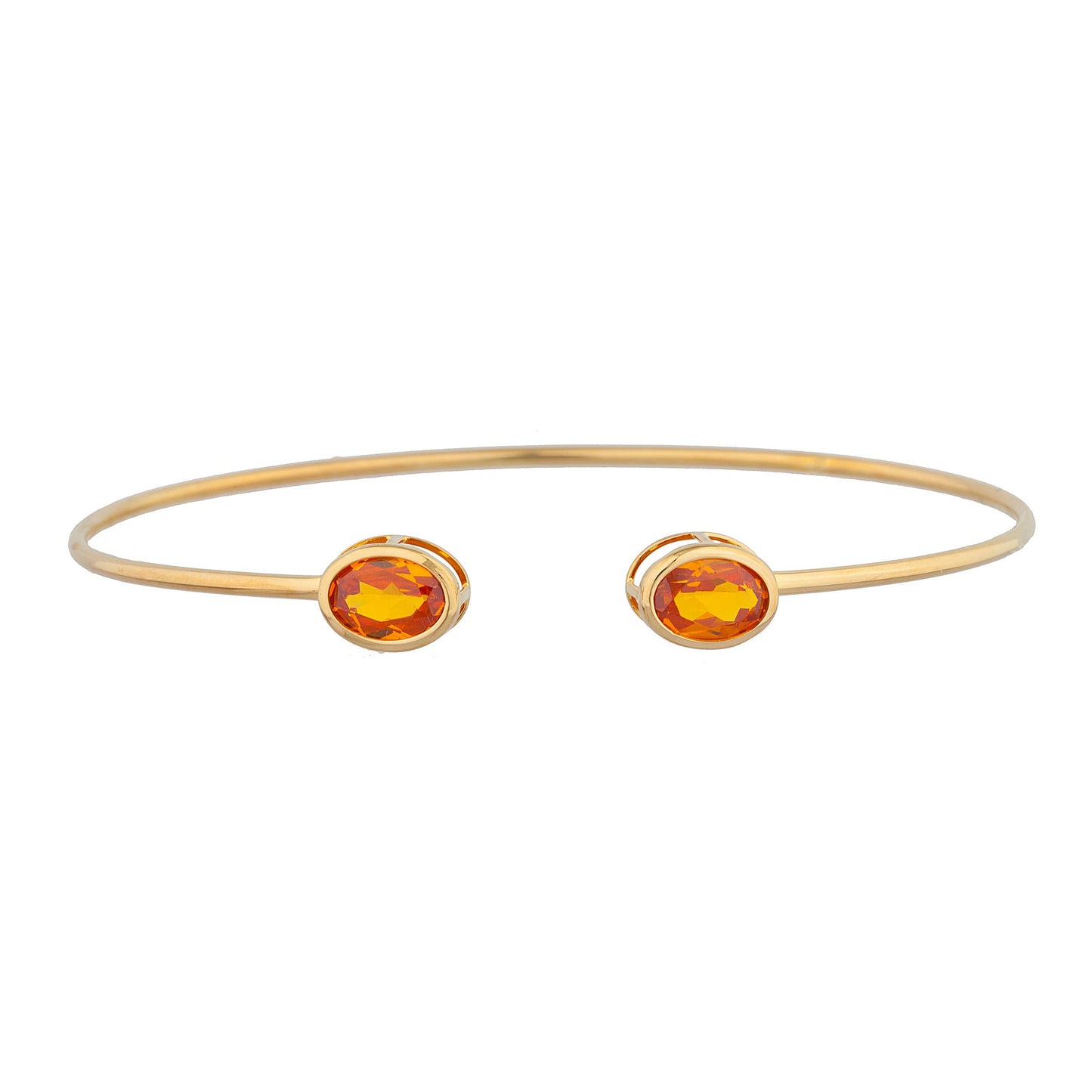 14Kt Gold Orange Citrine Oval Bezel Bangle Bracelet