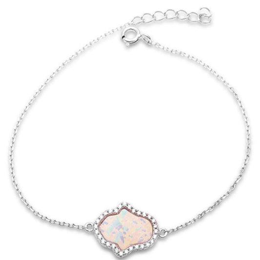 Opal Hamsa CZ Bracelet .925 Sterling Silver