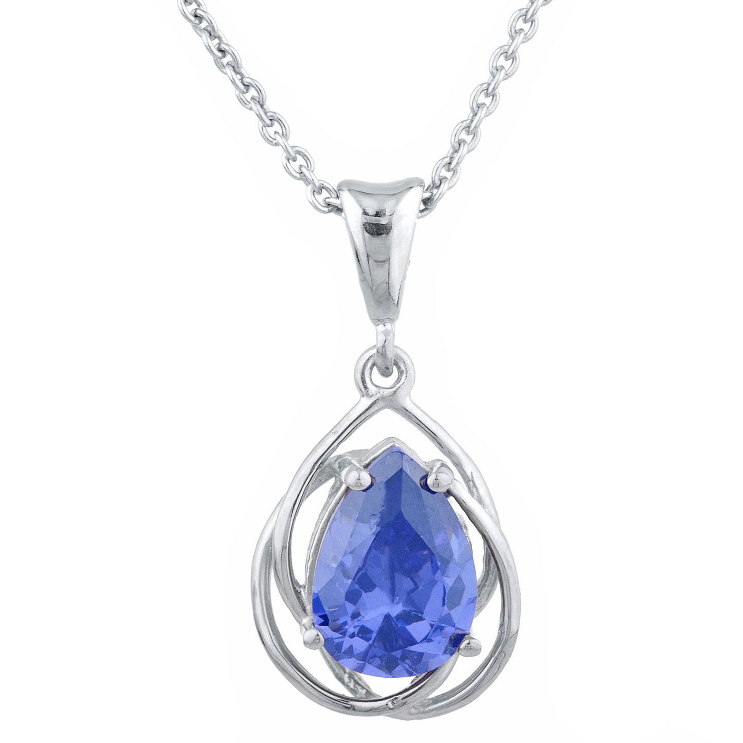 14Kt Gold 2 Ct Tanzanite Pear Teardrop Design Pendant Necklace