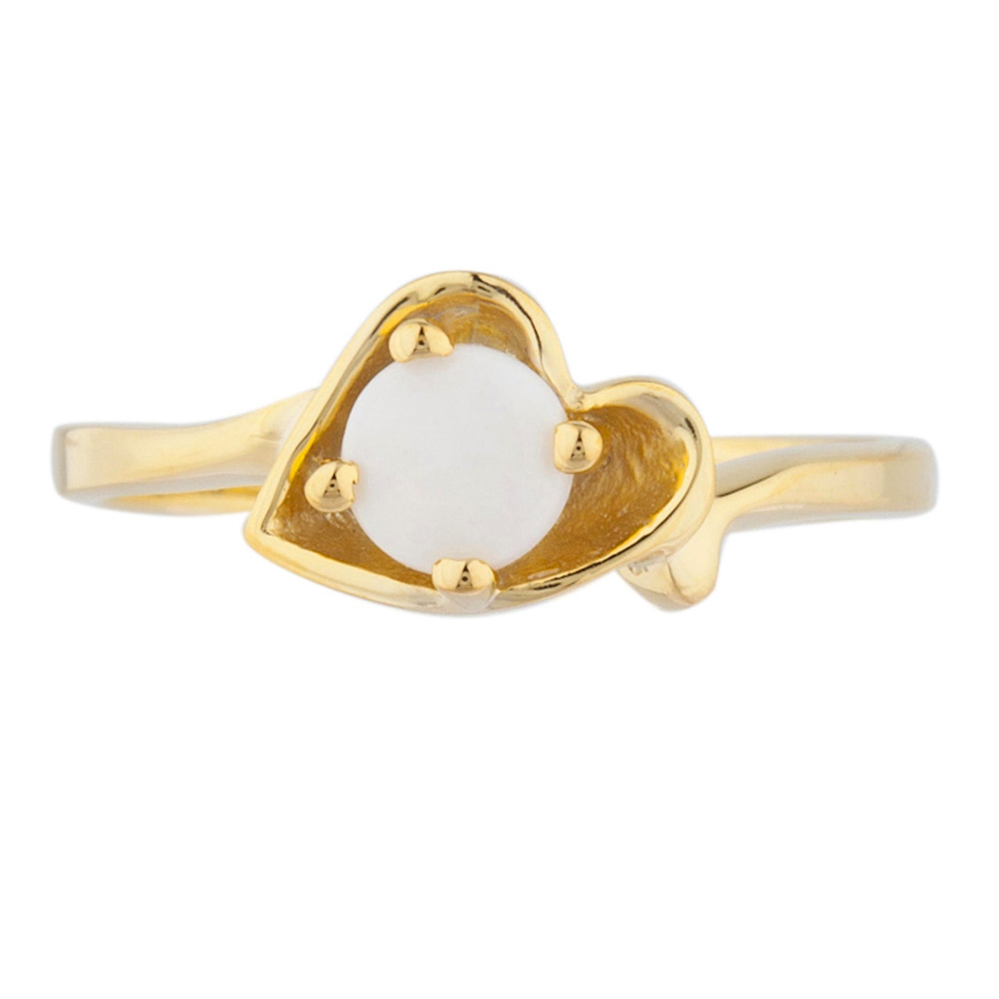 14Kt Gold Genuine Opal Round Heart Ring