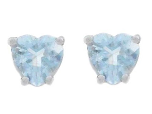 2 Ct Natural Aquamarine Heart Stud Earrings 14Kt White Gold