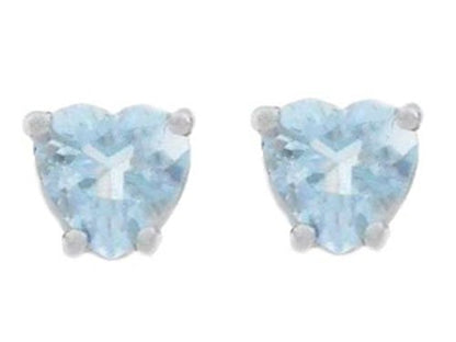 2 Ct Natural Aquamarine Heart Stud Earrings 14Kt White Gold