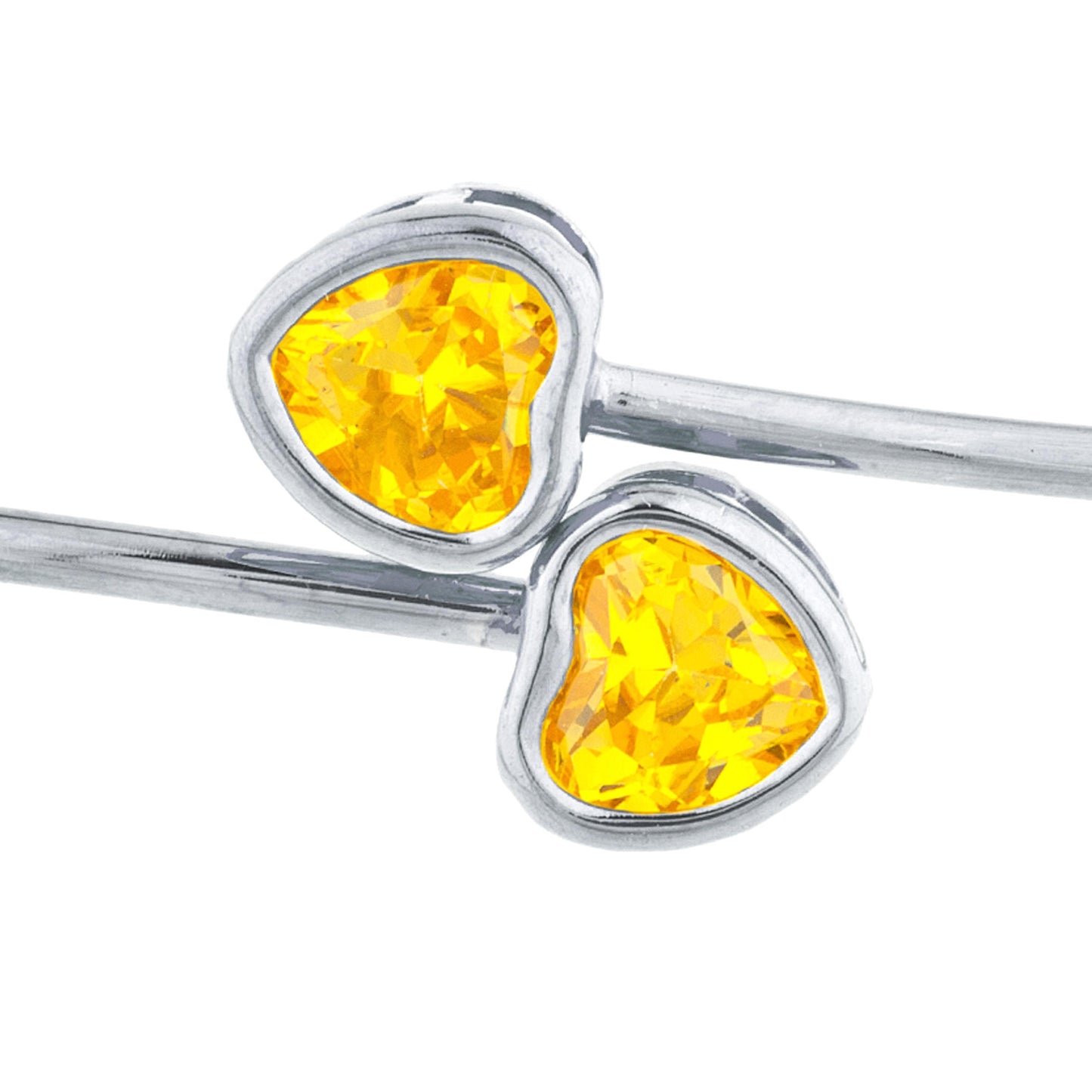 2 Ct Yellow Citrine Heart Bezel Bangle Bracelet .925 Sterling Silver