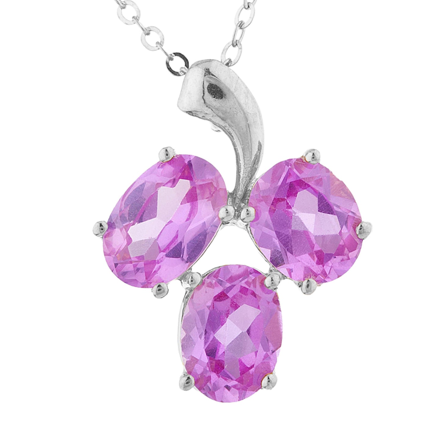 4.5 Ct Pink Sapphire Oval Design Pendant .925 Sterling Silver