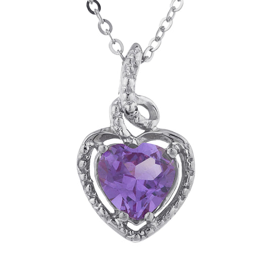 1.5 Ct Alexandrite Heart Design Pendant .925 Sterling Silver