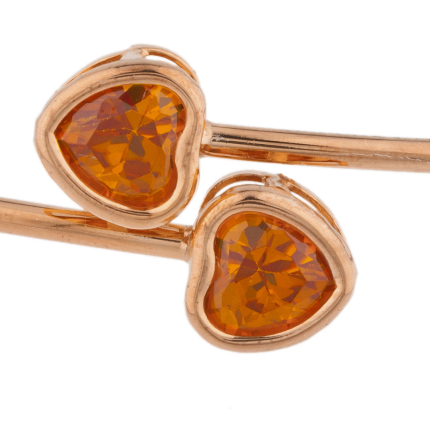 14Kt Rose Gold Plated Orange Citrine Heart Bezel Bangle Bracelet