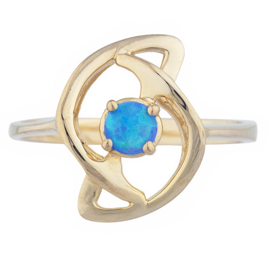 14Kt Gold Blue Opal Infinity Design Ring